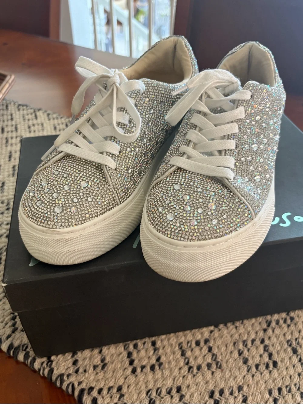 Dazzling Betsey Johnson Sidny Rhinestone Sneakers all-over crystal pave
